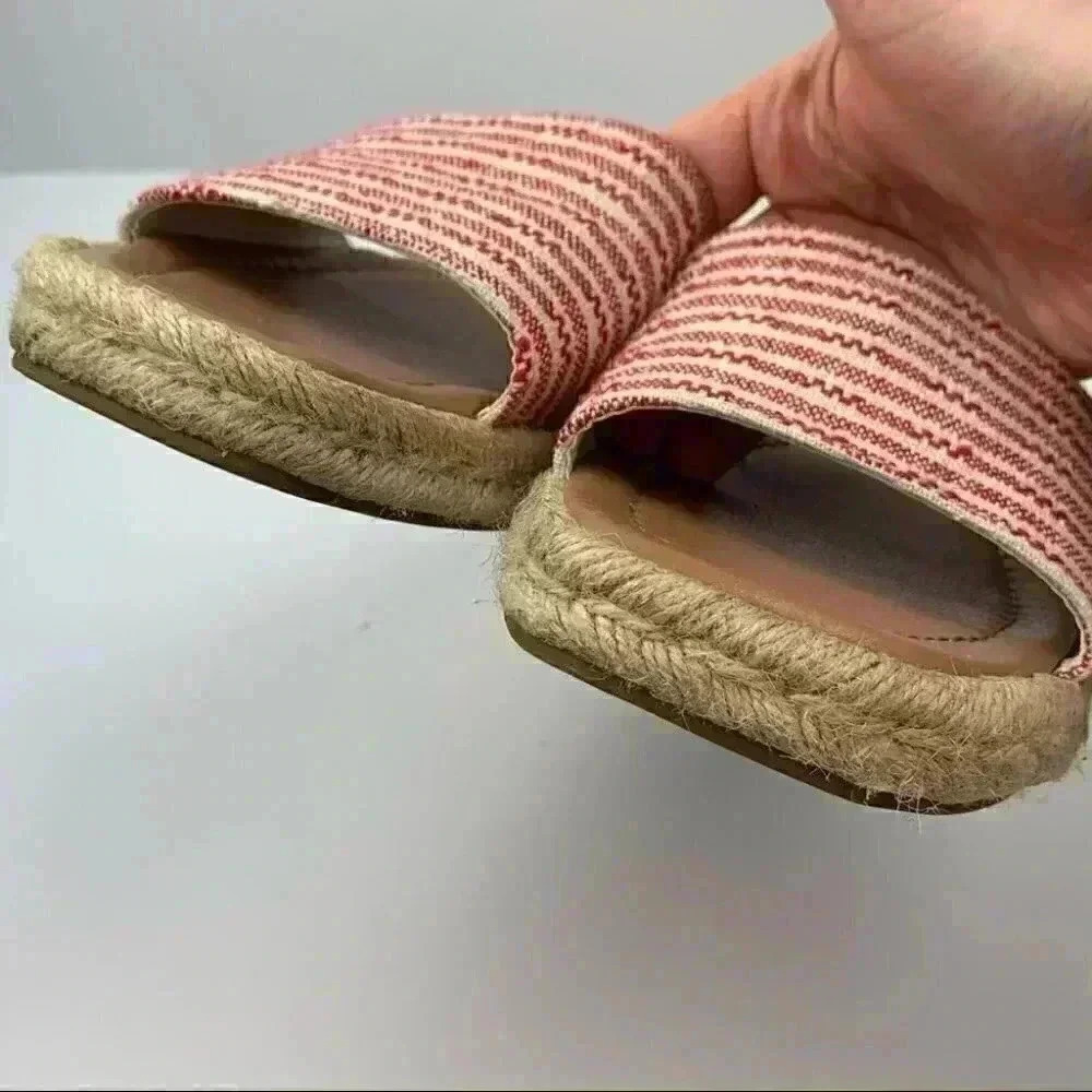 Universal threads sandals size 7 red white slip on Espadrille slides square toe - Picture 9 of 11